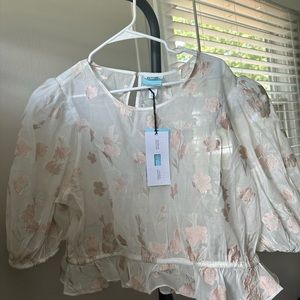 Women's 3/4 Sleeve Cropped Lace Top - Future Collective with Gabriella Karefa-Jo